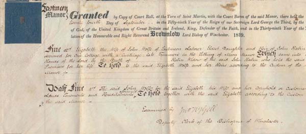 1819 Fine Elizabeth Wolfe