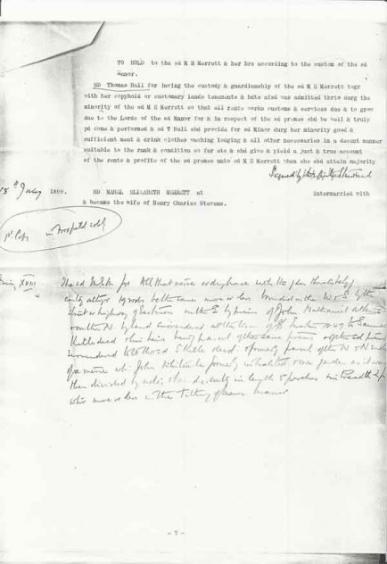page 2, in which it is recorded that Muriel Merrett is a minor, under the guardianship of Thomas Hall, who is responsible for revenues from property &c will pass to Miss Merrett.