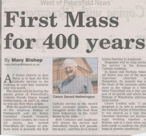 Petersfield Post notice of event. 2013.
