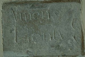 Amen Stone, behind which were found the standing bodies of four men, thought to be Commonwealth soldiers. 