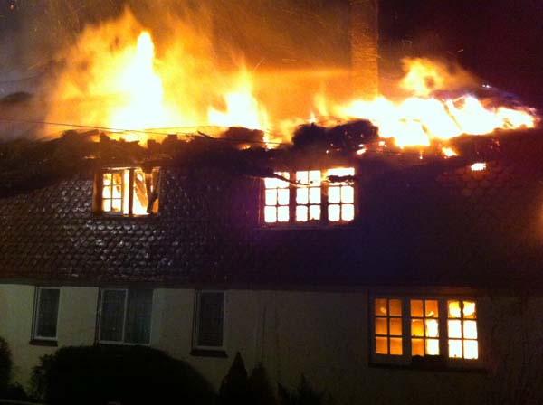 This photo shows how the blaze has taken hold of the entire structure