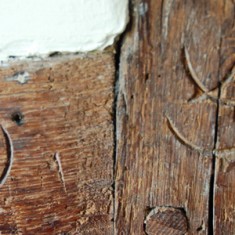 Marks left by the builders in the 16th century structure.