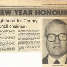 Knighthood for Lynton White, County Chairman.