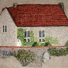 The Court House Many French knots were used to disguise awkward joints and gaps and to add a few flowers. 