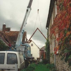 Workhouse Lane was closed for the erection of the steel framework.