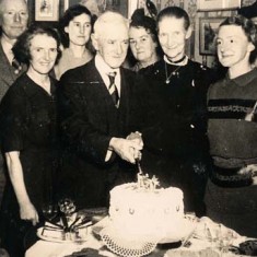 Family Group Cousins Dorie and Clara are identified as the younger women in the front row. Presumably, their father is cutting the cake.