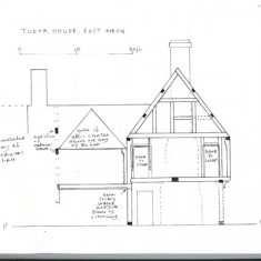 Elevation from south with notes