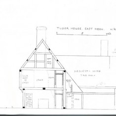 Elevation from north with notes
