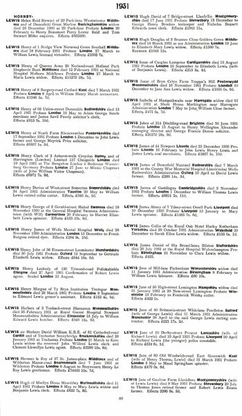 Index of Wills and Administrations, Le Roy Lewis