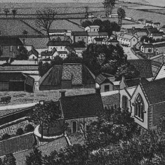 Detail of a Victorian engraving, showing the north side of Glenthorne House (on the left), not in those days painted white.