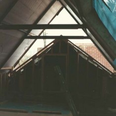 New gable window at west end.