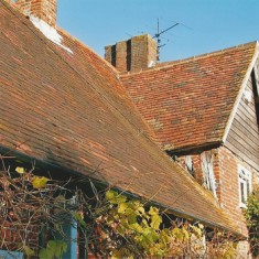 Also from Workhouse Lane, this view shows the line of the original Hall House. The truss beam is at the junction of the main roof with the gable.