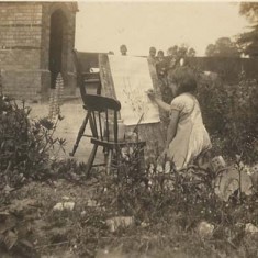 Girl painting 2 Girl painting in garden