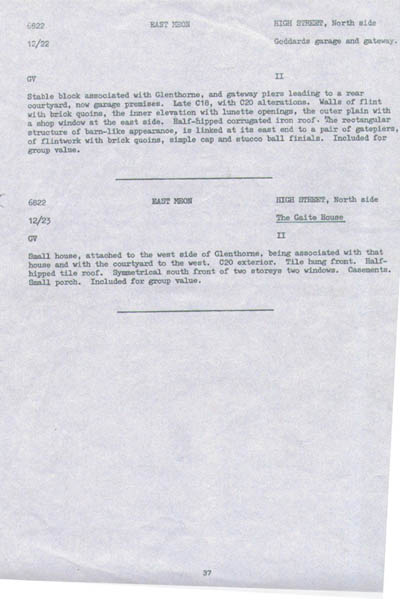 The listing of Glenthorne House