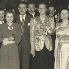 East Meon Institute, caretaker and wife onleft, then Reg Hobbs, John Berry, Par Parlby, her sister, Bob Berry, Frank Berry, Cecil Berry