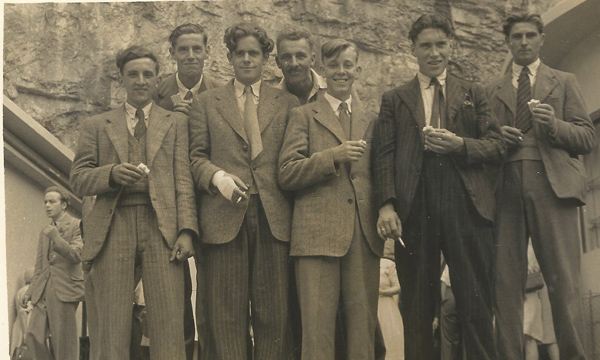 Cheddar Caves. Jim Brown, Bill Knight, Reg Hobbs, John Berry, Jerry Fielder, Ron Watts, Gordon Newbury