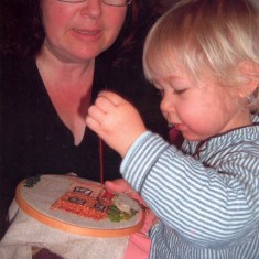 Some (above, Jane Sims and grandson) were very young ...