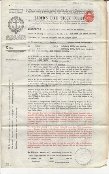 Lloyds Livestock policy inside sheet