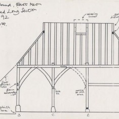 Long section showing the 'semi aisle' to the north of the cottage.