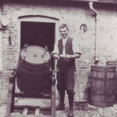 Man with barrel Probably a publican, possibly at The George.