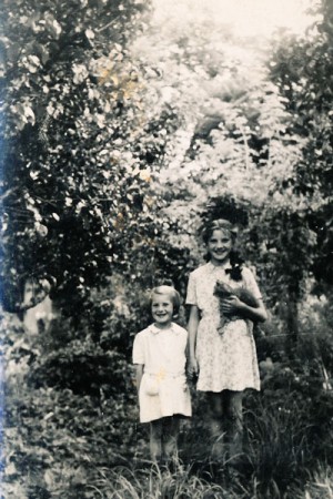 Olivia and Margaret in  garden