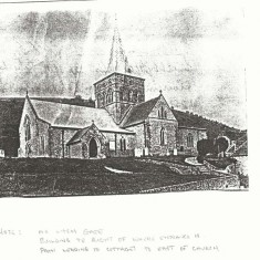 Photocopy of old PC of All Saints, no lych gate (19th century?)