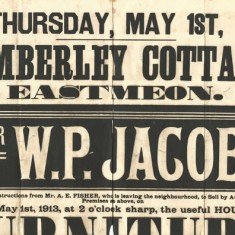Top half of Sale notice, Kimberley Cottage, 1913