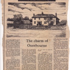 Article on Oxenbourne Farm, describing its history including Lord Peel and Dymott White as landlords, John, Jean and Jonathan Berry as tenants.