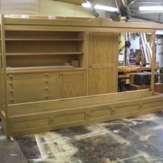 The display unit is erected in front of the vestry unit in Steve's workshop.