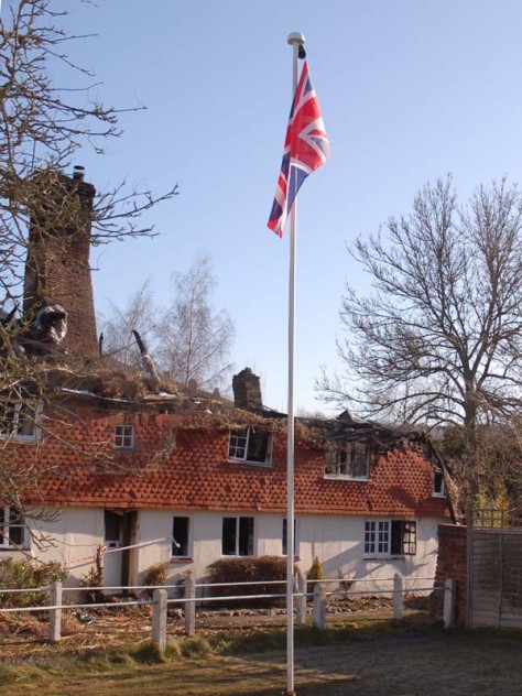The Union Jack with Brook Cottages behind