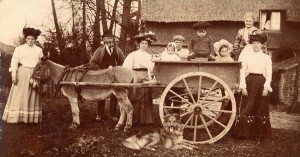 Family with donkey cart