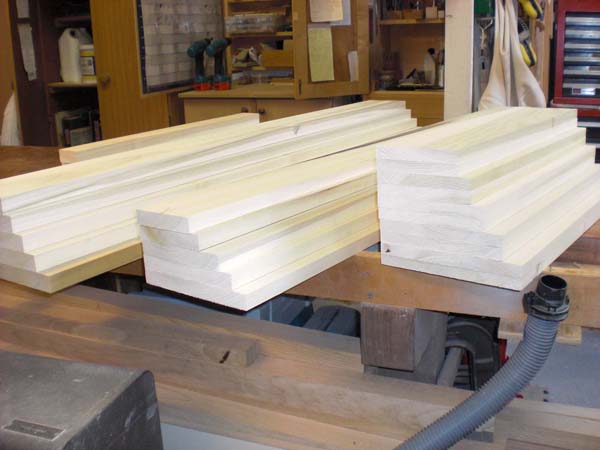 White boards, cut to size ready to be planed up