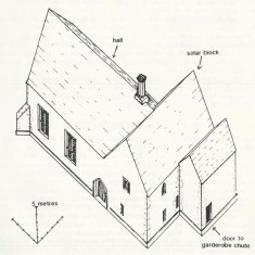 Willliam of Wykeham's House from the north-west. (The seventeenth=century farm house wing and twentieth century building have been omitted