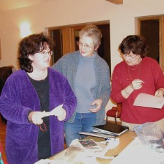 Working on the design, Margaret Ward, Sue Barrett and nk