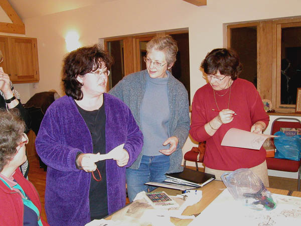 Working on the design, Margaret Ward, Sue Barrett and nk