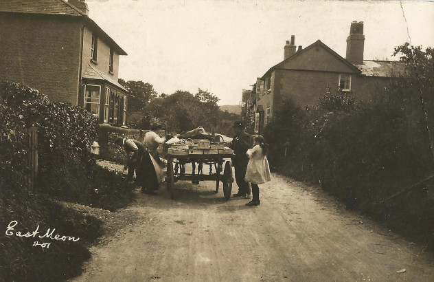 Appleberry (left) and Bottle Cottages in Workhouse Lane, 1920s, post card by Frank Newell of Alresford