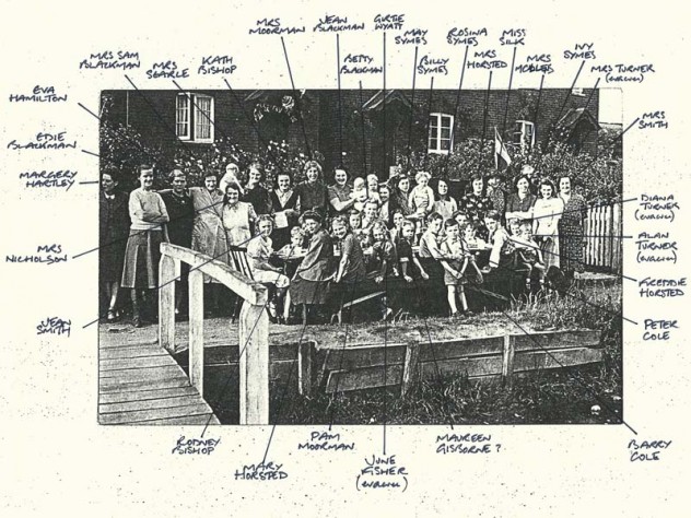 Group by the river, with names.