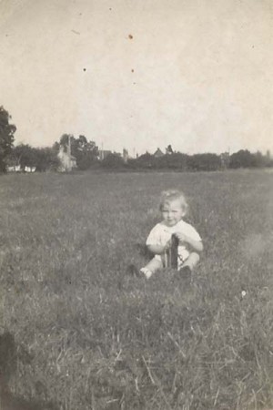 Margaret Files (now Perry) in Kews Meadow - a photo sent by his mother to Reg Files when he was in PoW camp in Italy