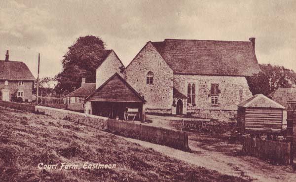 Court Farm, before restoration by Morley Horder. What is now a magnificent garden was a farm yard, and The Great Hall was used as a farm building.
