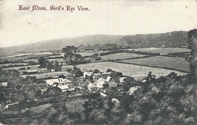 Western end of village, early in the reign of George V. The Institute can be seen, and Aburrow's wheelwright workshop, but the rifle range has not yet been built. Rose Cottage is still in front of Heycroft.