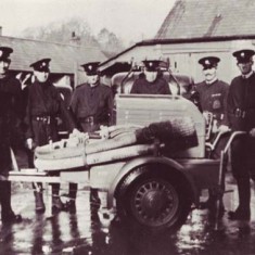 The Auxiliary Fire Brigade trained at the Institute during World War II. Left to Right, Teddy Butler, Bill Pink, Reg Brown, Walter Simpson, Jack Porter, Bill Knight, Herbie Goddard, Bill Nicholson