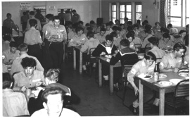 Naval Ratings in the dining Hall of the signals establishment. 