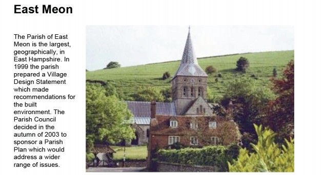 Front page of East Meon Parish Plan.
