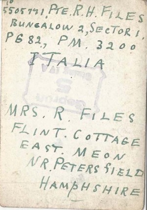 The reverse of the photo of Margaret. This is how the photograph was sent - no postage stamp - and delivered to Reg.
