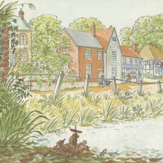 River with Brooks' shop &c This page of Tim Mouse goes down the Stream shows the River Meon and the High Street, with The Country Store, owned by Judy Brook's father Geoff.