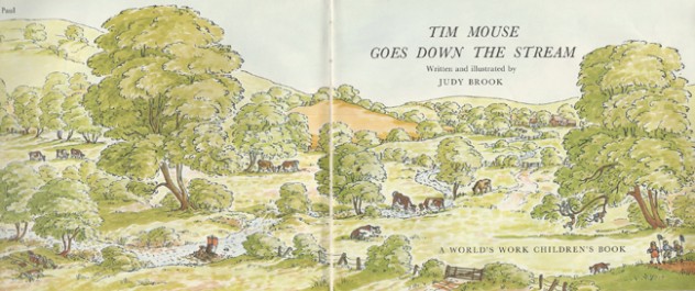 Title page Tim Mouse goes down the stream.