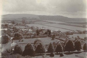 View from the church spire, or from Park Hill. No buildings along The Hyde and only the older ones along Workhouse Lane, although the Institute (1884) has been built.