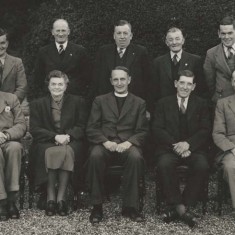 Village Hall Committee late 1940′s, left to right back row), W (Weary) Blackman , Herbert Goddard, Jack Porter, Frank Collyer, Rece Porter. Sitting, Doc. Clifford, Lady Margaret Nicholson, Reverend Watkins, Harry Wynn, George Wilson Atkinson.
