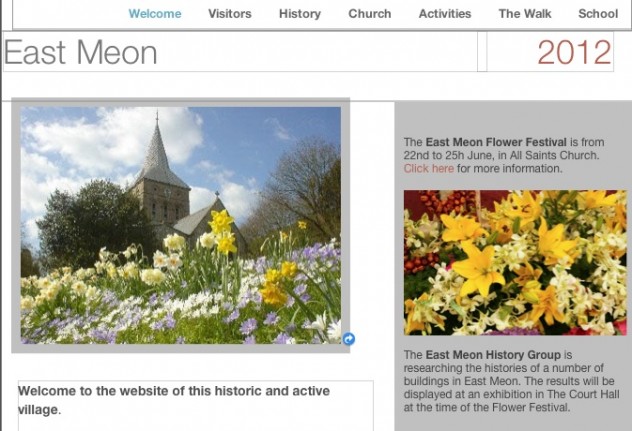 Section of the village website, eastmeon.net, before it was closed.