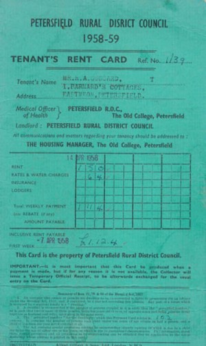 Barnards rate book cover Herbie Goddard's rate book, cover, 1958/9.